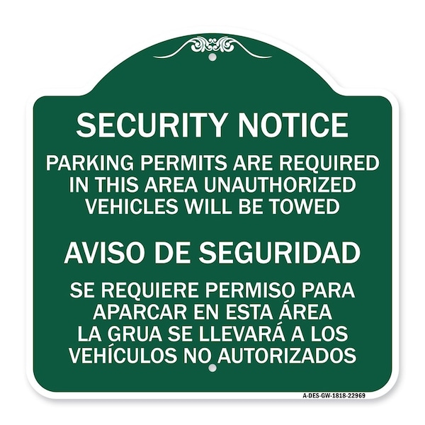 Parking Permits Are Required in This Area Unauthorized Vehicles Will Be Towed Aviso, GW-1818-22969